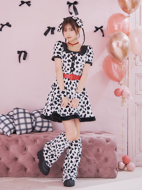 画像9: 【即日発送！】【ハロウィン】ダルメシアンミニフレアワンピース 【コスプレ点セット】 【S-XLサイズ/1カラー】[HC03] (9)