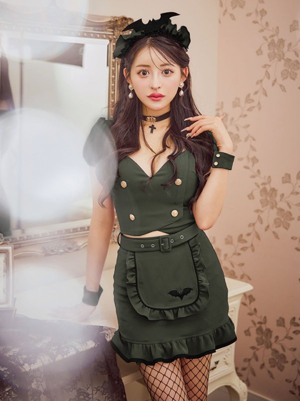 画像5: 【SALE!!】【即日発送！】【ハロウィン】 蝙蝠メイドミニセットアップ 【コスプレ7点セット】 【XS-Mサイズ/2カラー】[OF04] (5)