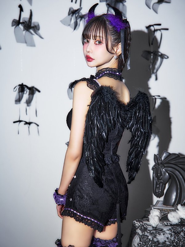 画像13: 【即日発送！】【ハロウィン】ビジューデビルパンツセットアップ 【コスプレ7点セット】[OF04-H] (13)