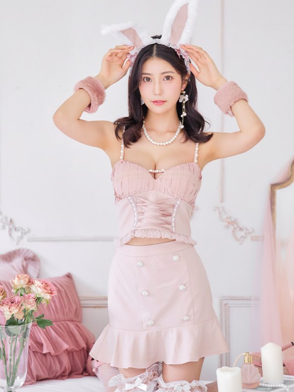 画像10: 【SALE!!】【即日発送！】【ハロウィン】 レースアップ バニーセットアップ 【コスプレ7点セット】 【XS-Mサイズ/1カラー】[HC03] (10)