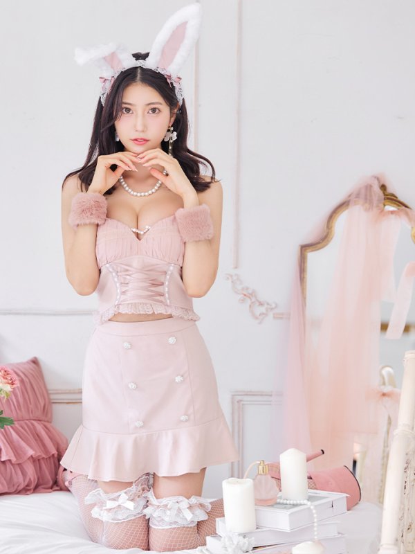 画像11: 【SALE!!】【即日発送！】【ハロウィン】 レースアップ バニーセットアップ 【コスプレ7点セット】 【XS-Mサイズ/1カラー】[HC03] (11)