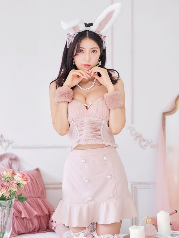 画像2: 【SALE!!】【即日発送！】【ハロウィン】 レースアップ バニーセットアップ 【コスプレ7点セット】 【XS-Mサイズ/1カラー】[HC03] (2)