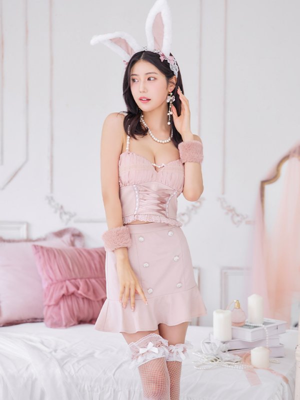 画像6: 【SALE!!】【即日発送！】【ハロウィン】 レースアップ バニーセットアップ 【コスプレ7点セット】 【XS-Mサイズ/1カラー】[HC03] (6)