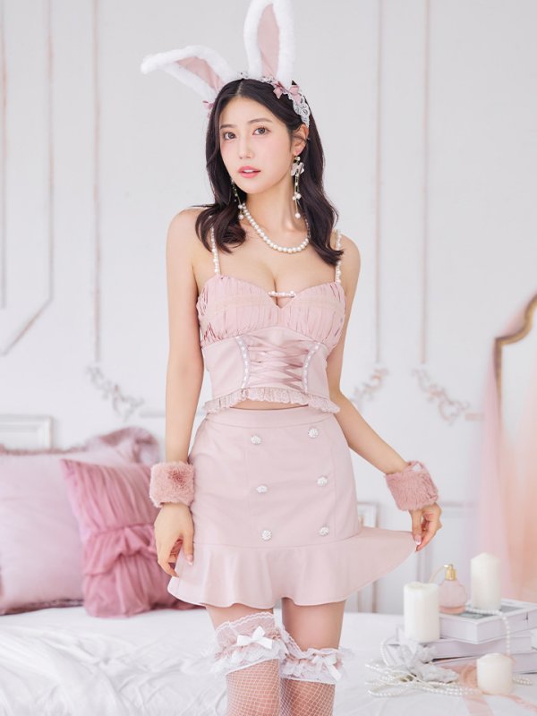 画像7: 【SALE!!】【即日発送！】【ハロウィン】 レースアップ バニーセットアップ 【コスプレ7点セット】 【XS-Mサイズ/1カラー】[HC03] (7)