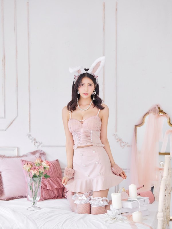 画像8: 【SALE!!】【即日発送！】【ハロウィン】 レースアップ バニーセットアップ 【コスプレ7点セット】 【XS-Mサイズ/1カラー】[HC03] (8)