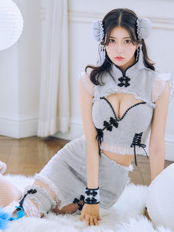 画像2: 【SALE!!】【即日発送！】【ハロウィン】 レースチャイナセットアップ 【コスプレ5点セット】【XS-Lサイズ】(SE01YN)[OF04] (2)