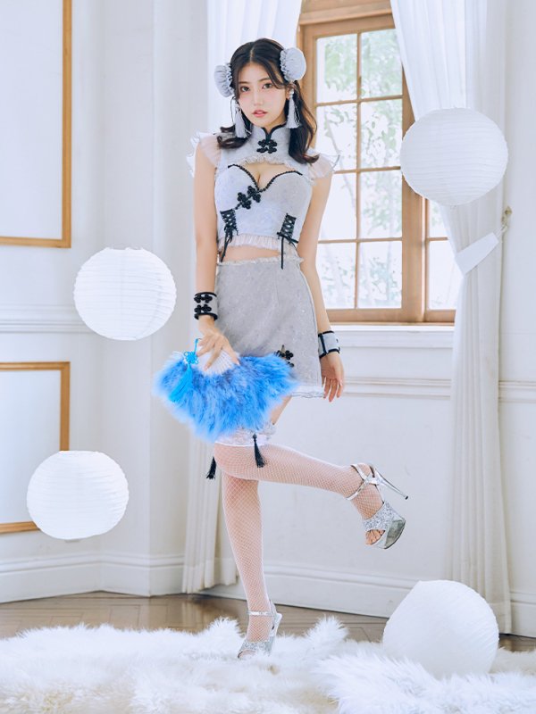 画像8: 【SALE!!】【即日発送！】【ハロウィン】 レースチャイナセットアップ 【コスプレ5点セット】【XS-Lサイズ】(SE01YN)[OF04] (8)