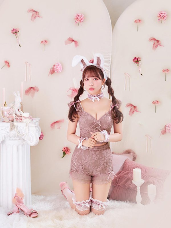 画像11: 【SALE!!】【即日発送！】【ハロウィン】 総レースバニー編み上げセットアップ【コスプレ7点セット】【XS-Mサイズ/2カラー】[HC03] (11)