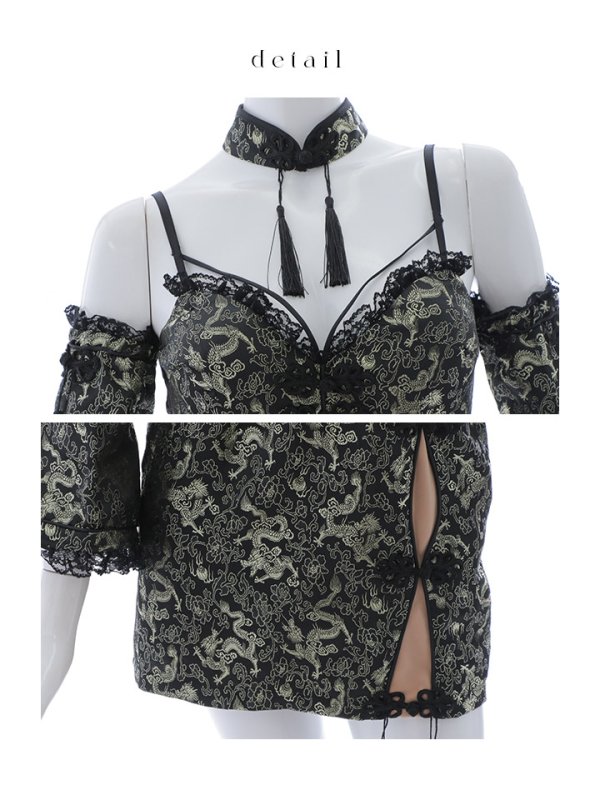 画像37: 【即日発送！】【ハロウィン】ベルスリーブチャイナセットアップ 【コスプレ5点セット】【XS-Mサイズ/1カラー】オフショルチャイナワンピース 【コスプレ6点セット】 【XS-Lサイズ/3カラー】(SE01YN)[OF04] (37)