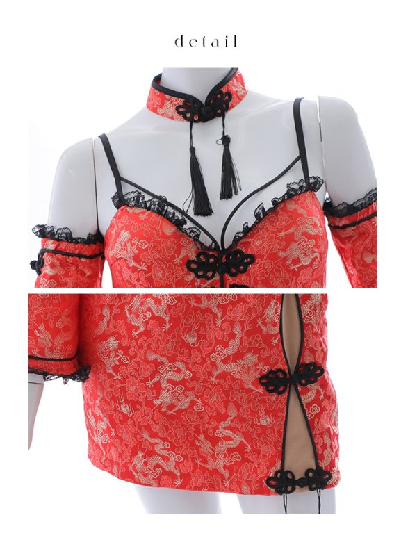 画像44: 【即日発送！】【ハロウィン】ベルスリーブチャイナセットアップ 【コスプレ5点セット】【XS-Mサイズ/1カラー】オフショルチャイナワンピース 【コスプレ6点セット】 【XS-Lサイズ/3カラー】(SE01YN)[OF04] (44)