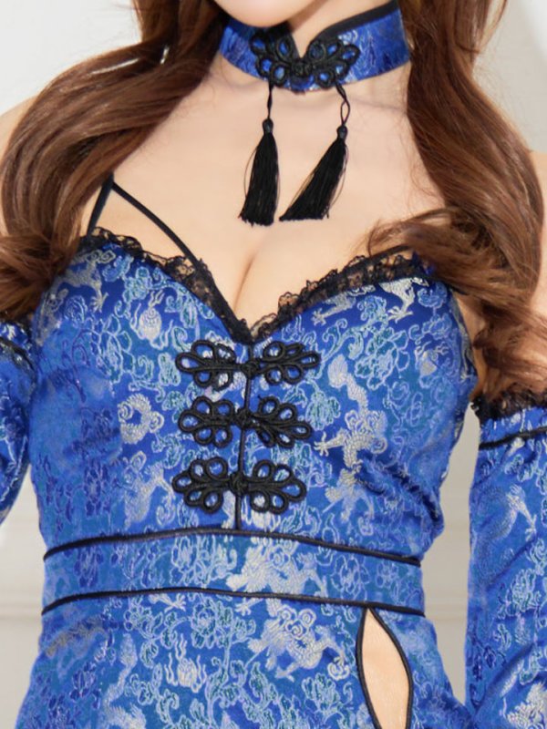 画像8: 【ハロウィン】 オフショルチャイナワンピース 【コスプレ6点セット】 【XS-Lサイズ/3カラー】(SE01YN)[OF04] (8)