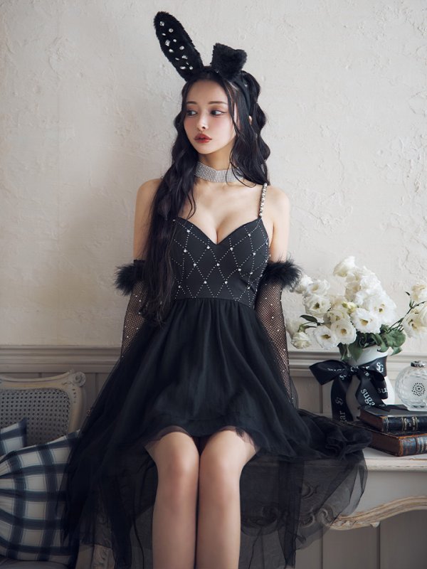 画像28: 【ハロウィン】 バニービジューフレアワンピース 【コスプレ5点セット】 【XS-Mサイズ/2カラー】[OF04] (28)