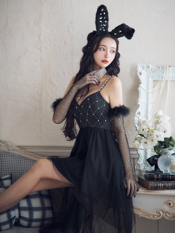 画像18: 【ハロウィン】 バニービジューフレアワンピース 【コスプレ5点セット】 【XS-Mサイズ/2カラー】[OF04] (18)