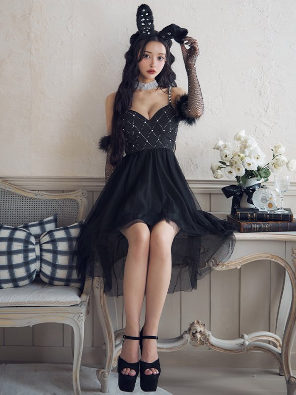 画像19: 【ハロウィン】 バニービジューフレアワンピース 【コスプレ5点セット】 【XS-Mサイズ/2カラー】[OF04] (19)