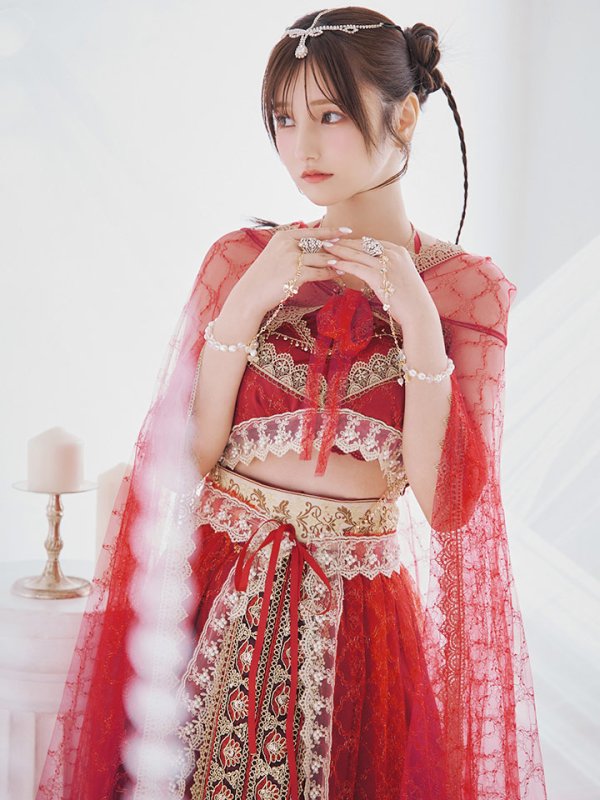 画像2: 【即日発送】アラビアンガール/アラジンコスプレセット【ハロウィン7点セット】【フリーサイズ/4カラー】[HC03] (2)