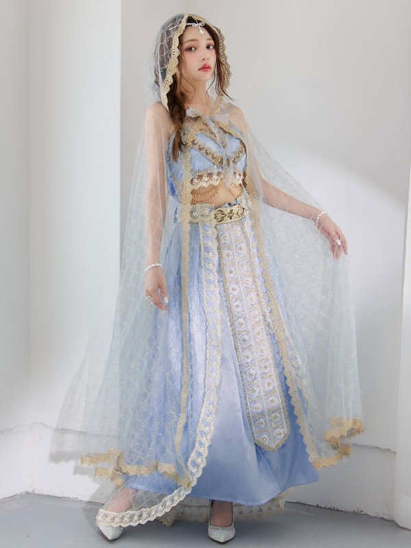 画像1: 【即日発送】【ハロウィン】アラビアンガール/アラジンコスプレセット【コスプレ7点セット】【フリーサイズ/4カラー】[HC03] (1)