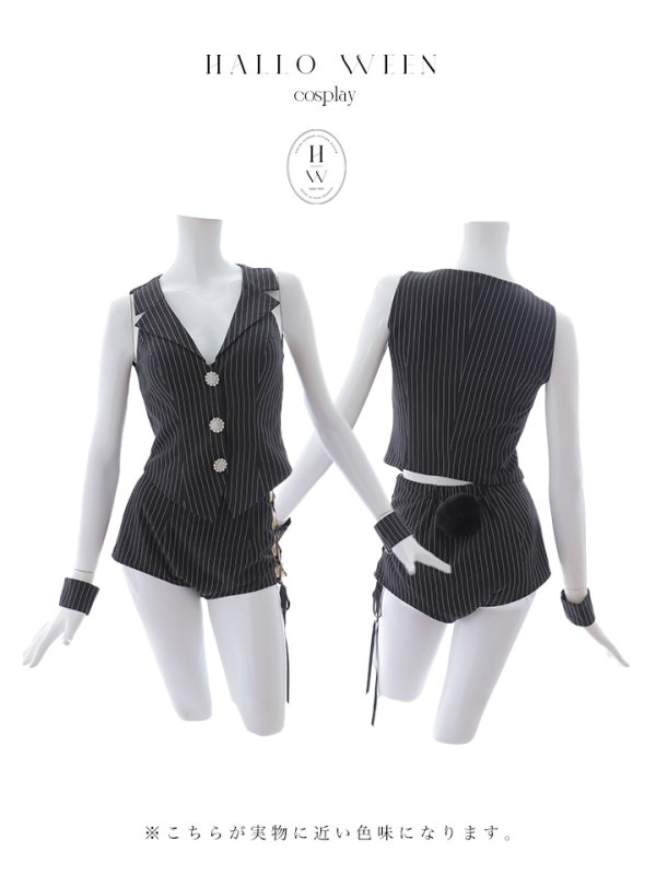 画像21: 【即日発送】【ハロウィン】 ストライプバニーセットアップ 【コスプレ6点セット】 【XS-Mサイズ/1カラー】[HC03] (21)