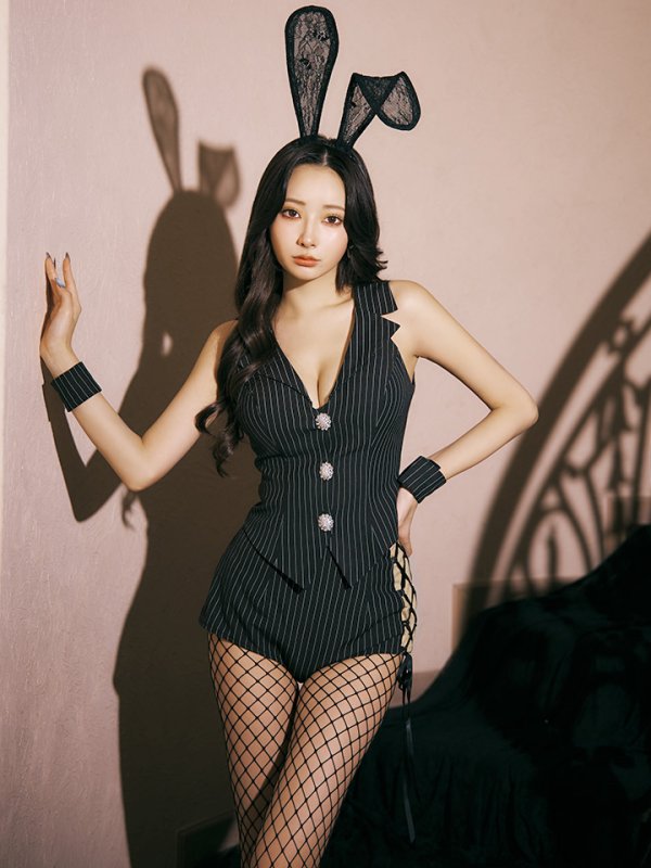 画像16: 【即日発送】【ハロウィン】 ストライプバニーセットアップ 【コスプレ6点セット】 【XS-Mサイズ/1カラー】[HC03] (16)