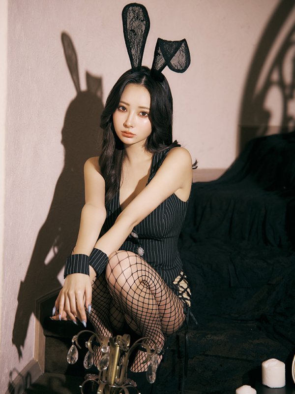 画像8: 【即日発送】【ハロウィン】 ストライプバニーセットアップ 【コスプレ6点セット】 【XS-Mサイズ/1カラー】[HC03] (8)