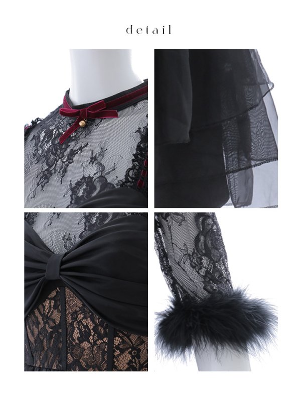 画像20: 【SALE!!】【即日発送！】【ハロウィン】 黒猫シアーレースワンピース 【コスプレ5点セット】 【S-XLサイズ/1カラー】[HC03] (20)