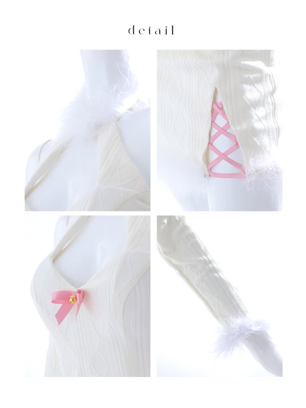 画像18: 【SALE!!】【即日発送！】【ハロウィン】白猫アメスリニットワンピース 【コスプレ3点セット】【XS-Lサイズ/1カラー】[HC03] (18)