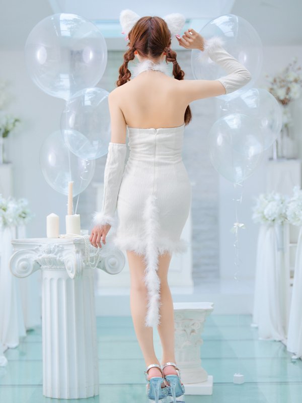 画像12: 【SALE!!】【即日発送！】【ハロウィン】白猫アメスリニットワンピース 【コスプレ3点セット】【XS-Lサイズ/1カラー】[HC03] (12)