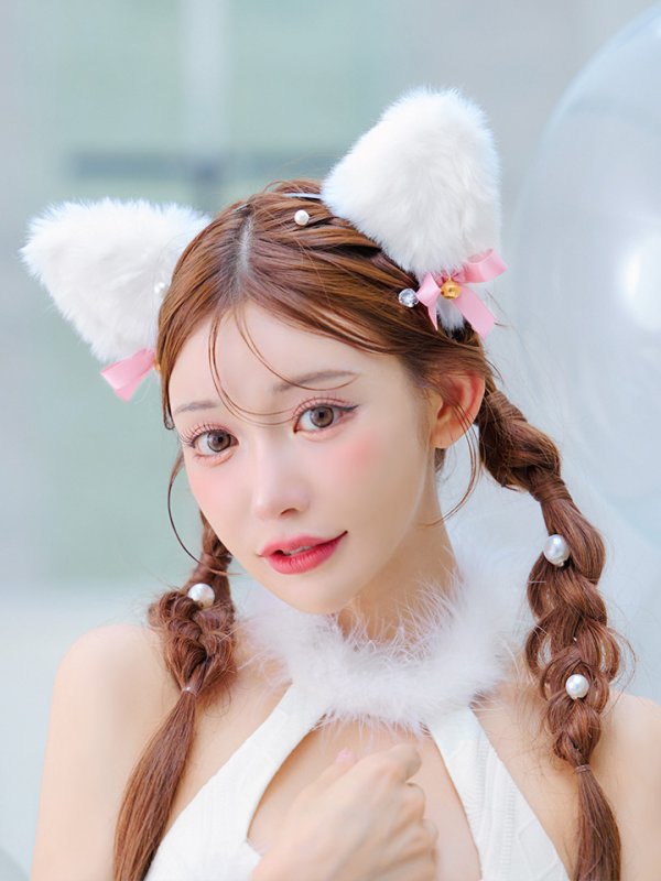 画像13: 【SALE!!】【即日発送！】【ハロウィン】白猫アメスリニットワンピース 【コスプレ3点セット】【XS-Lサイズ/1カラー】[HC03] (13)