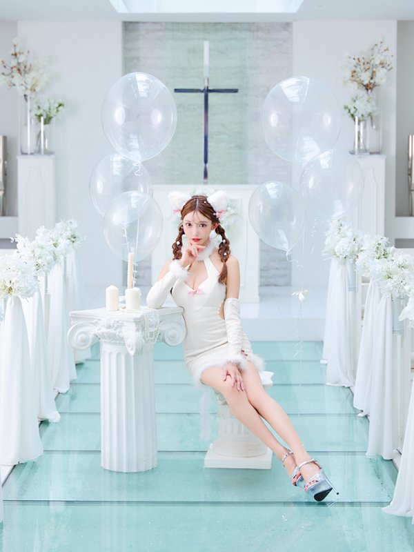 画像6: 【SALE!!】【即日発送！】【ハロウィン】白猫アメスリニットワンピース 【コスプレ3点セット】【XS-Lサイズ/1カラー】[HC03] (6)