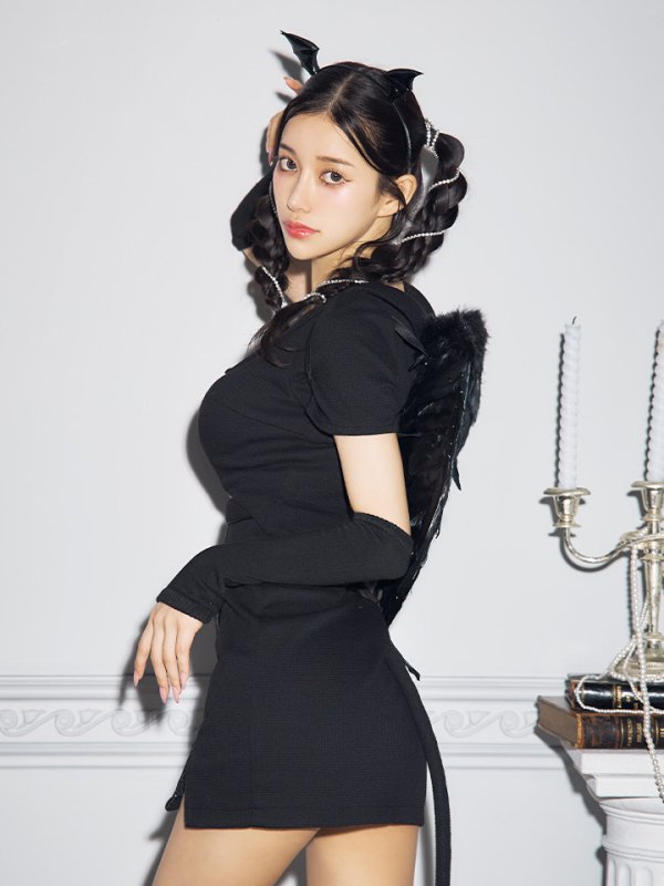 画像10: 【SALE!!】【即日発送！】【ハロウィン】アームカバー付きデビルミニワンピ 【コスプレ5点セット】【XS-Lサイズ/1カラー】[HC03-H] (10)