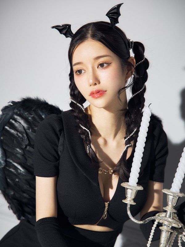 画像18: 【SALE!!】【即日発送！】【ハロウィン】アームカバー付きデビルミニワンピ 【コスプレ5点セット】【XS-Lサイズ/1カラー】[HC03-H] (18)