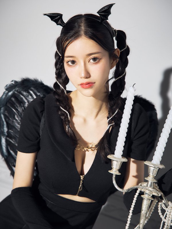 画像3: 【SALE!!】【即日発送！】【ハロウィン】アームカバー付きデビルミニワンピ 【コスプレ5点セット】【XS-Lサイズ/1カラー】[HC03-H] (3)