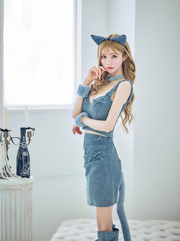 画像11: 【SALE!!】【即日発送！】【ハロウィン】 キャットデニムセットアップ 【コスプレ6点セット】 【XS-Lサイズ/1カラー】[HC03] (11)