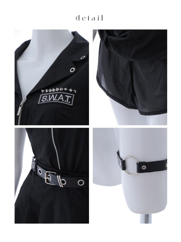 画像10: 【SALE!!】【即日発送！】【ハロウィン】SWATスワットガールセットアップ 【コスプレ8点セット】 【XS-Lサイズ/1カラー】[HC03] (10)