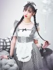 画像1: 【即日発送！】【ハロウィン】ギンガムチェックメイドワンピース 【コスプレ5点セット】[YMT] (1)