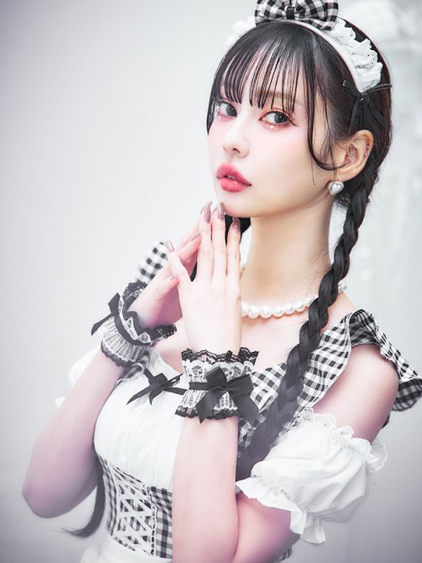 画像24: 【SALE!!】【即日発送！】【ハロウィン】ギンガムチェックメイドワンピース 【コスプレ5点セット】[OF04] (24)