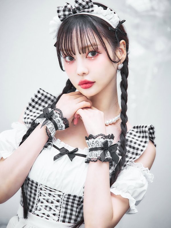 画像28: 【SALE!!】【即日発送！】【ハロウィン】ギンガムチェックメイドワンピース 【コスプレ5点セット】[OF04] (28)