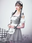 画像2: 【即日発送！】【ハロウィン】ギンガムチェックメイドワンピース 【コスプレ5点セット】[YMT] (2)