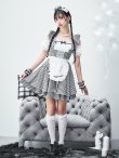 画像7: 【即日発送！】【ハロウィン】ギンガムチェックメイドワンピース 【コスプレ5点セット】[YMT] (7)
