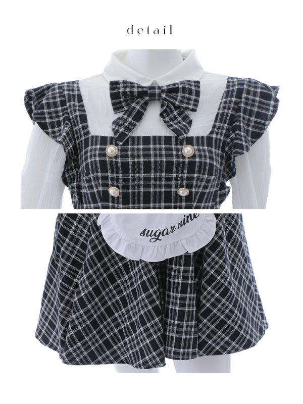 画像35: 【SALE!!】【即日発送！】【ハロウィン】ブラックチェックメイドワンピース 【コスプレ5点セット】[OF04] (35)