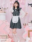 画像5: 【即日発送！】【ハロウィン】ブラックチェックメイドワンピース 【コスプレ5点セット】[YMT] (5)