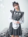 画像21: 【即日発送！】【ハロウィン】ブラックチェックメイドワンピース 【コスプレ5点セット】[YMT] (21)