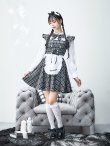 画像25: 【即日発送！】【ハロウィン】ブラックチェックメイドワンピース 【コスプレ5点セット】[YMT] (25)