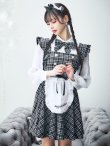 画像13: 【即日発送！】【ハロウィン】ブラックチェックメイドワンピース 【コスプレ5点セット】[YMT] (13)