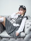 画像18: 【即日発送！】【ハロウィン】ブラックチェックメイドワンピース 【コスプレ5点セット】[YMT] (18)