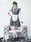 画像19: 【即日発送！】【ハロウィン】ブラックチェックメイドワンピース 【コスプレ5点セット】[YMT] (19)