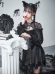 画像1: 【即日発送！】【ハロウィン】ブラックキャットベロアワンピース 【コスプレ3点セット】[YMT] (1)