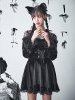 画像14: 【即日発送！】【ハロウィン】ブラックキャットベロアワンピース 【コスプレ3点セット】[YMT] (14)