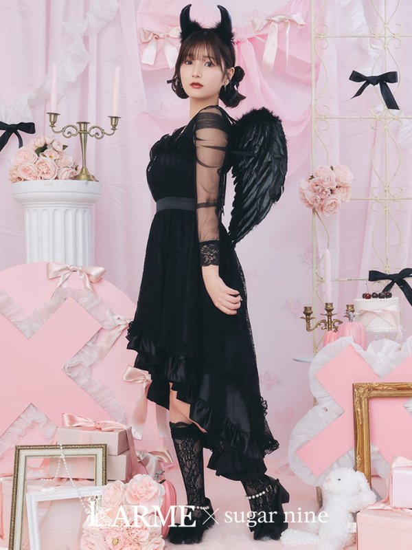 画像2: 【即日発送！】【ハロウィン】ショートインロングデビルワンピース 【コスプレ4点セット】[OF04-H] (2)