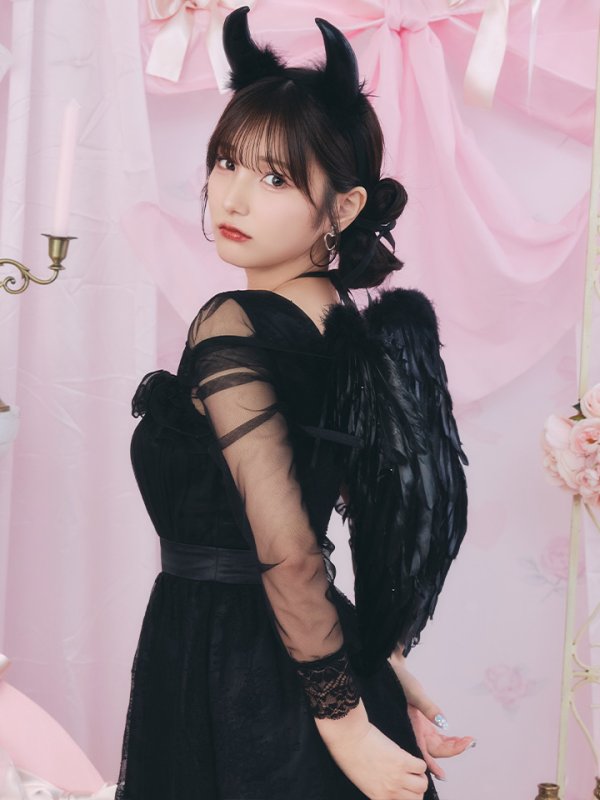 画像7: 【即日発送！】【ハロウィン】ショートインロングデビルワンピース 【コスプレ4点セット】[OF04-H] (7)