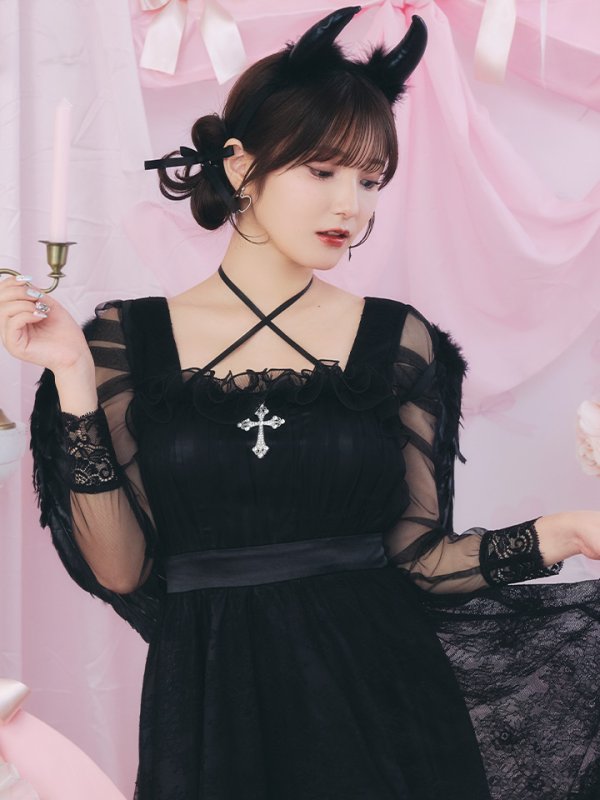 画像8: 【即日発送！】【ハロウィン】ショートインロングデビルワンピース 【コスプレ4点セット】[OF04-H] (8)